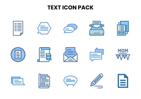 Text Two Colour UI Icons Pack Stock Illustration