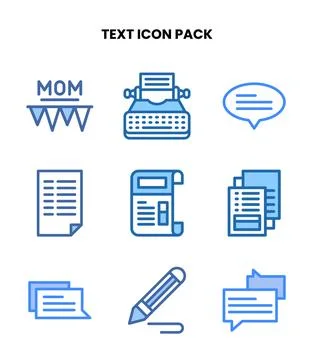 Text Two Colour Vector Icons Pack Stock Illustration