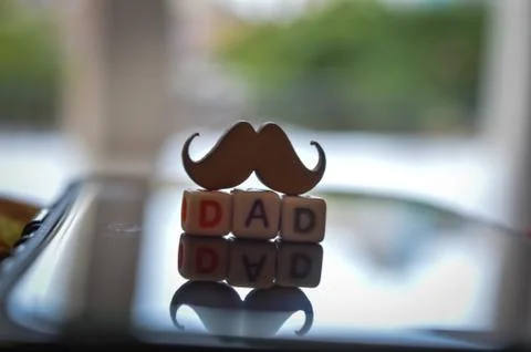 Text type dad,papa Mustache,Mustache down text dad, Stock Photos