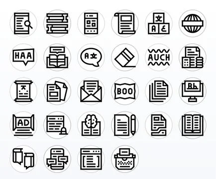 Text Ultimate Vector Package with 28 Retina Ready Bold Line Pixel Aligned Ico 库存插图
