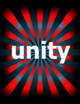 Text Unity. Social concept . Abstract background with red and blue rays . Cre Stock Illustration
