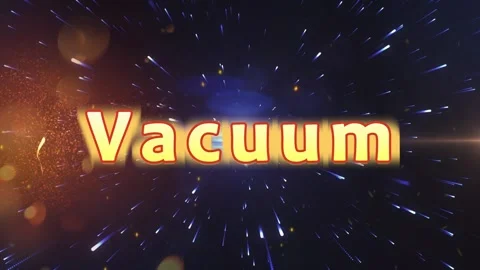 Text vacuum floating amidst glowing stars against dark cosmic background with Stock Footage 343505902