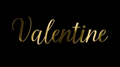 Text: Valentine in Shiny Gold Elegant Handwritten Letters Stock Footage 325715404
