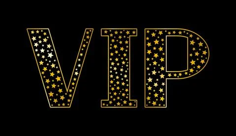 Text vector illustration on black background with VIP lettering Stock Illustration
