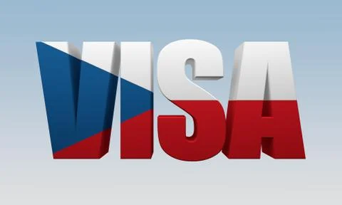 Text visa is painted flag of Czech Stock Illustration