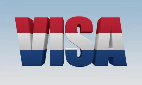 Text visa is painted flag of Netherlands Stock Illustration