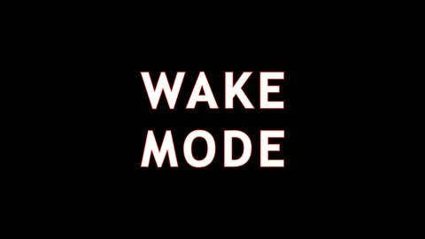 Text WAKE MODE appearing with glitch effect during night mode transition fo.. Stock Footage 344036898