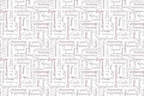 Text wallpaper, word background. Vector beauty pattern seamless. Fashion beau Illustrazione stock