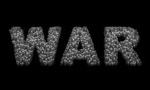 Text war of skull isolated on black Stock Illustration