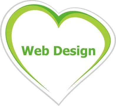 Text Web Design. It concept . Love heart icon button for web services and app Stock Illustration