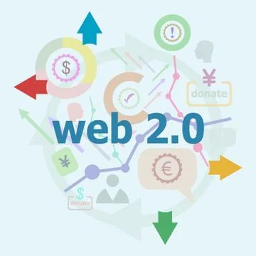 Text web. Web design concept . Set of line icons and word typography on backg Stock Illustration
