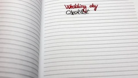 Text Wedding day checklist on page of agenda.  Copy space. Bucharest, Roman.. Stock Photos