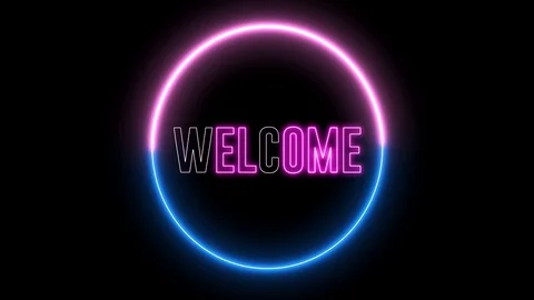 Text of "WELCOME" with neon, glowing light. Stock Footage 113740213