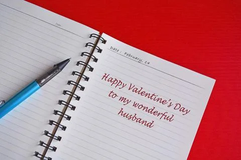 Text on white notepad with red background. Valentine's day concept Stock Photos