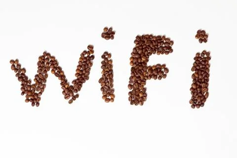 Text wi-fi written with coffee beans Stock Photos