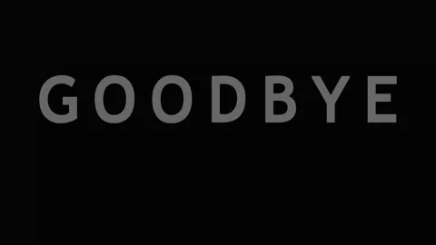 Text word GOODBYE with glitch effect during transition in dark background c.. Video stock 343413921