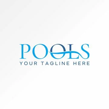 Text word initial Pools font swimming water Relate to swim monogram typography Stockillustratie