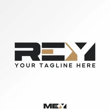 Text word initial REY sans serif font arrow negative space typography fasted Stock-Illustration
