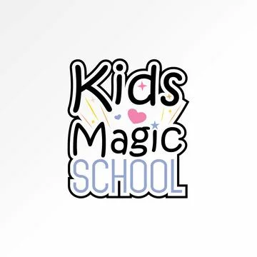 Text word Kids Magic School font fun love star game fairytale student mystery Stock Illustration