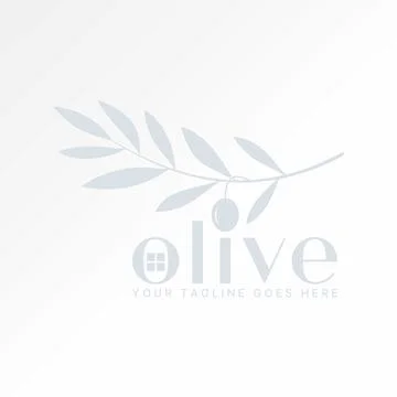 Text word olive font stalk leaves window home oil property industrial cooking Stock Illustration