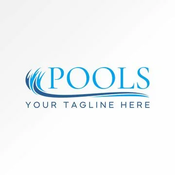 Text word Pools serif font swim wave water Relate to beach monogram typography Stock Illustration