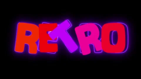 Text word retro on black background. Stylized with outline and border moving Video stock 295015006