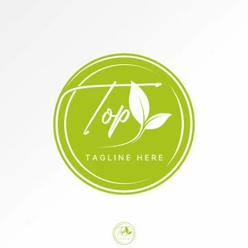 Text word Top script art stalk leave leaf dinner plate spa food herbal garden Illustrazione stock