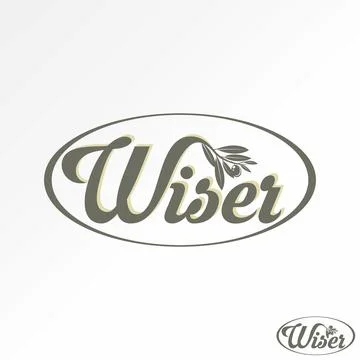 Text word Wiser with virgin olive fruit and leaves raw cooking tasty garden Stock Illustration