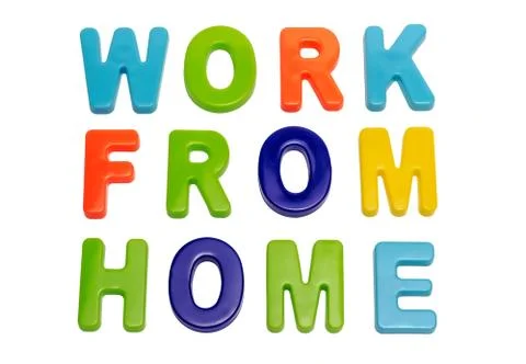 Text WORK FROM HOME on a white background. Stock Photos