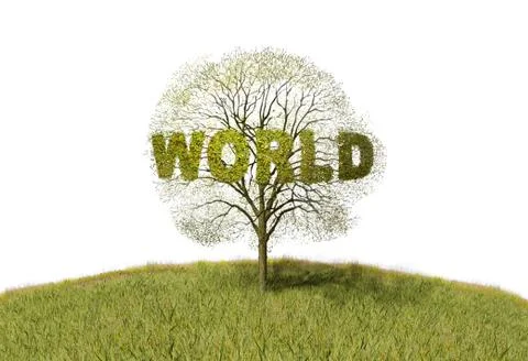 Text world tree Stock Illustration