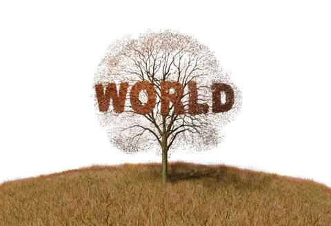 Text world tree Stock-Illustration