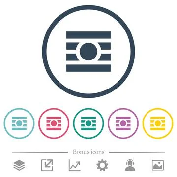 Text wrap around objects flat color icons in round outlines Stock Illustration