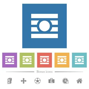 Text wrap around objects flat white icons in square backgrounds Stock Illustration