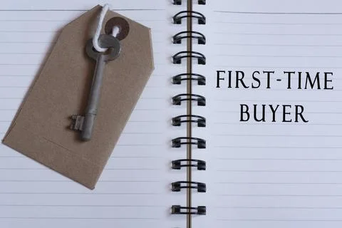 Text written on notebook with house key Stock Photos
