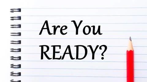 Text written on notebook page Are You Ready  Stock Photos