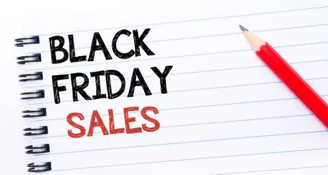 Text written on notebook page Black Friday Sales  Stock Photos