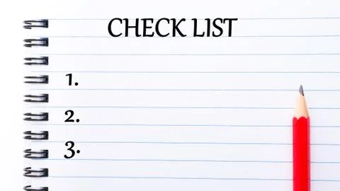 Text written on notebook page Check List  Stock Photos