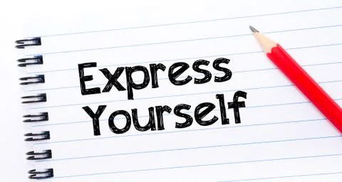Text written on notebook page Express Yourself  Stock Photos