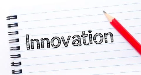 Text written on notebook page Innovation Stock Photos