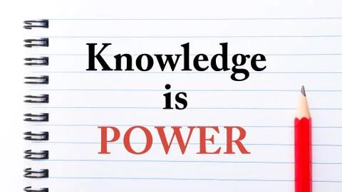 Text written on notebook page Knowledge is power  Stock Photos