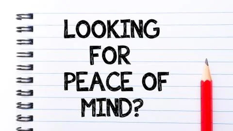 Text written on notebook page Looking for Peace of Mind  Stock Photos