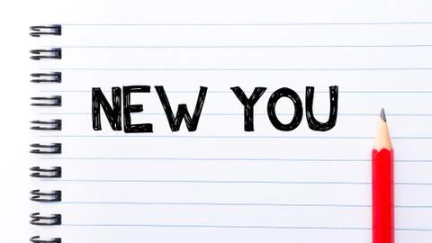 Text written on notebook page New You Stock Photos
