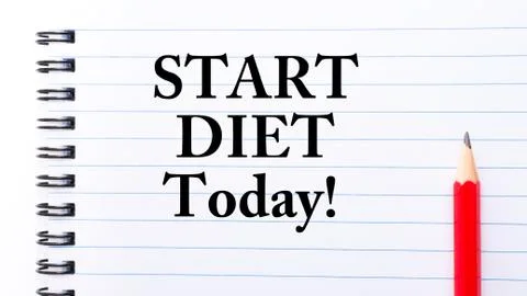 Text written on notebook page Start Diet Today  Stock Photos