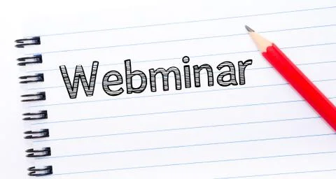 Text written on notebook page Webminar  Stock Photos