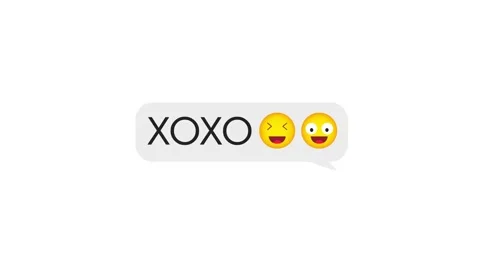 Text xoxo typing in messenger, sending message, message bubble for custom text Stock Footage 150763520