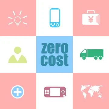 Text Zero cost. Business concept . Infographic dashboard ui interface templat Ilustração Stock