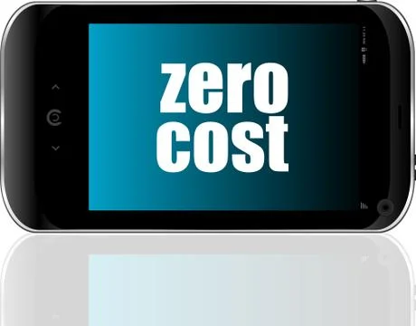Text Zero cost. Business concept . Detailed modern smartphone Stock Illustration