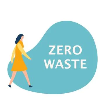 Text zero waste on bubble. Vector concept sticker for ecology and save planet Stock Illustration
