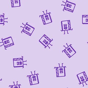 Textbook book character line vector seamless pattern Stock Illustration
