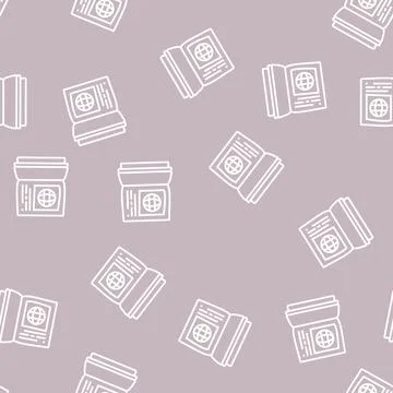 Textbook literature line seamless pattern Stock Illustration